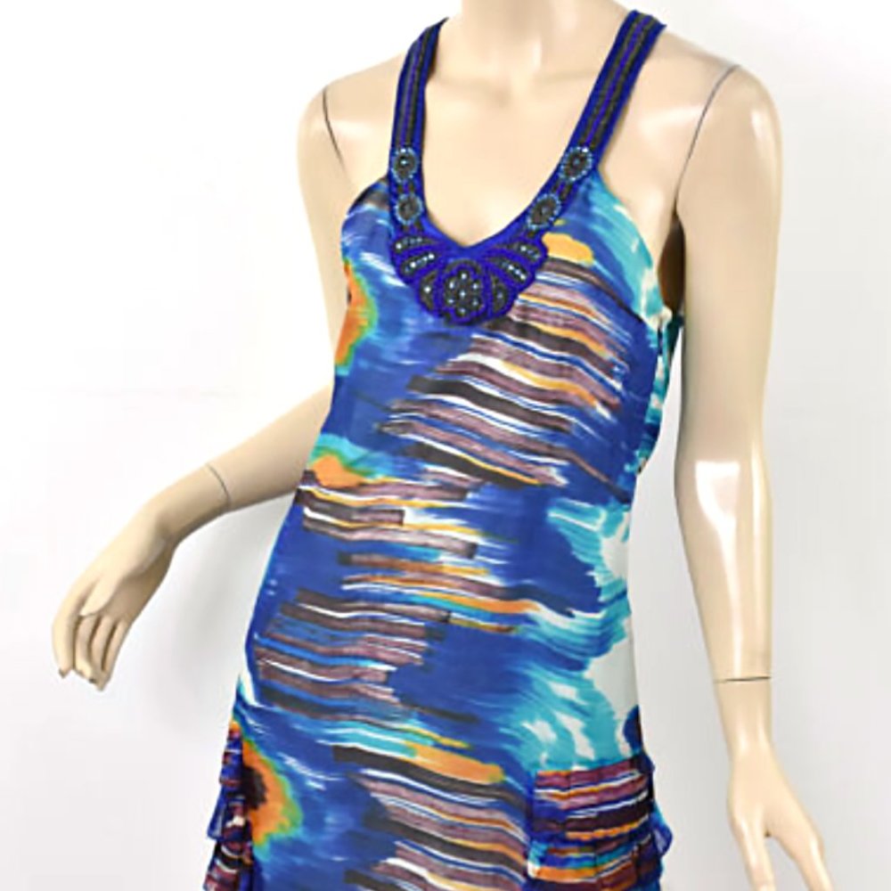 Free People Silk Beaded Watercolor Dress